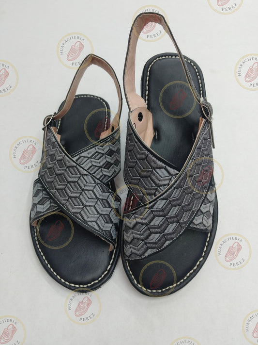 Handmade Crossed Huarache with Greca Embroidery – Heritage Design