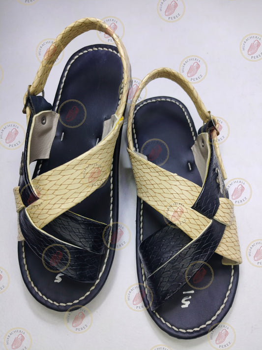 Two-Tone Crossed Strap Huarache β Flat Sole