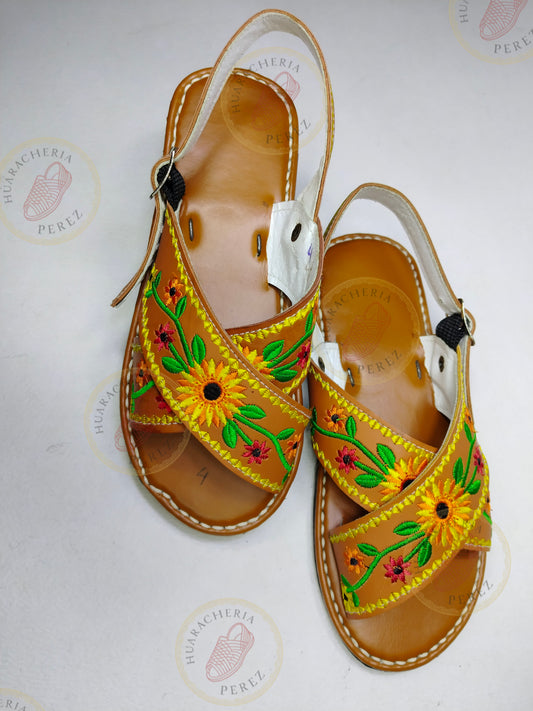 Women’s Crossed Embroidered Huarache – Handmade Leather