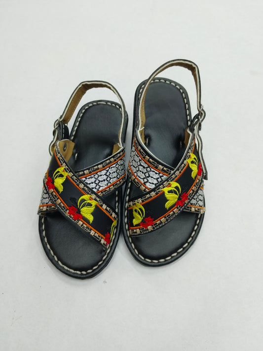 Greca & Red Flowers Embroidered Cross-Strap Huarache (Women)