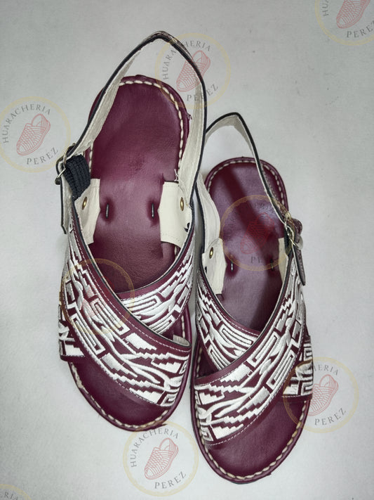 Handmade Crossed Huarache with Greca Embroidery – Heritage Design