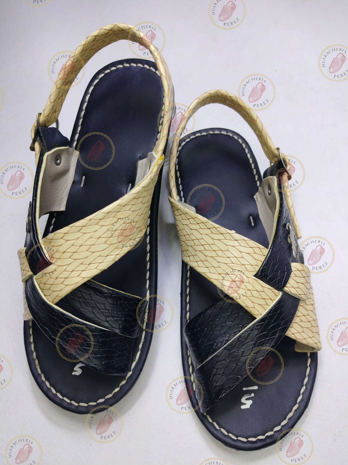 Two-Tone Crossed Strap Huarache – Flat Sole