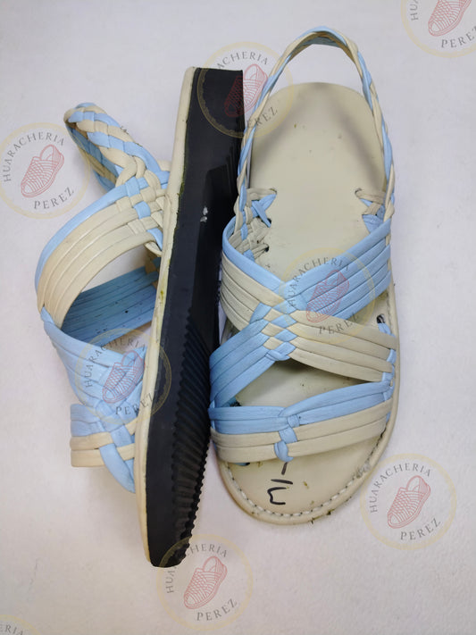 Luz Serena – Soft Heel Handwoven Huarache (Blue & Beige)
