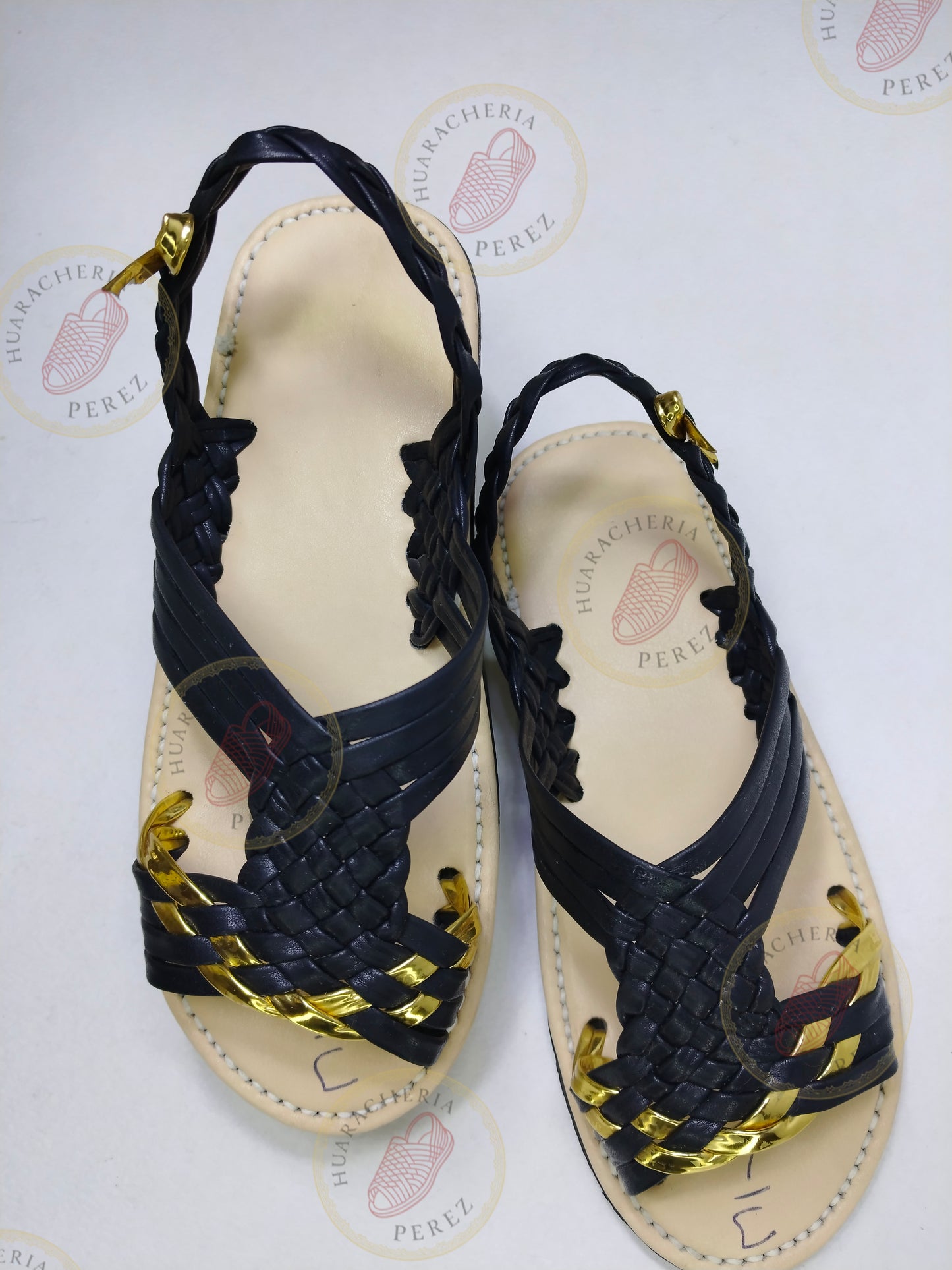 Braided Elegance – Women’s Woven Huarache with Golden Accents