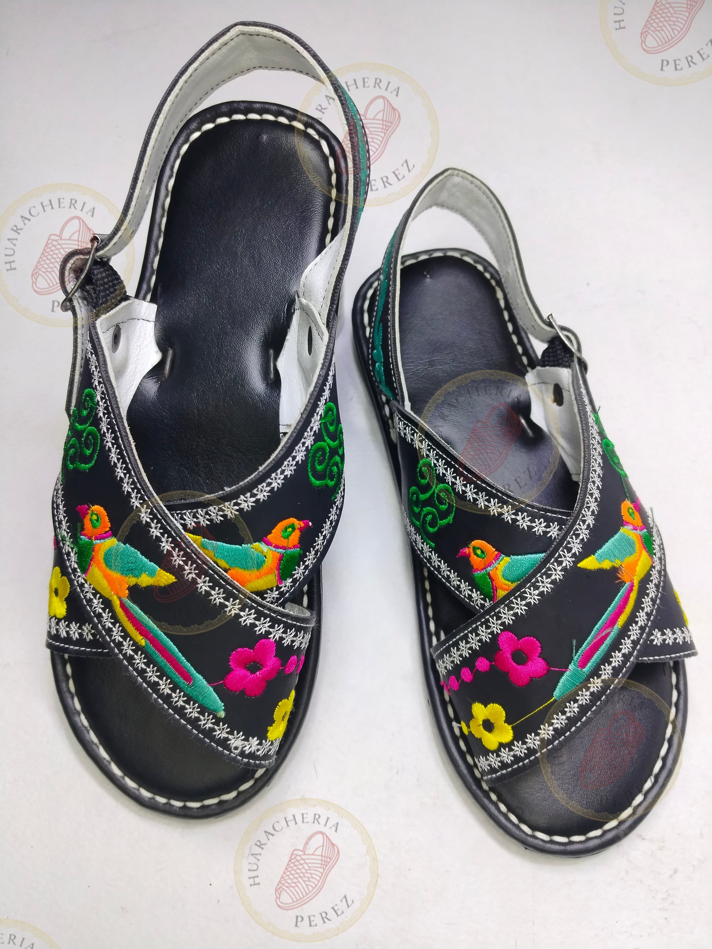 Women’s Crossed Embroidered Huarache – Handmade Leather