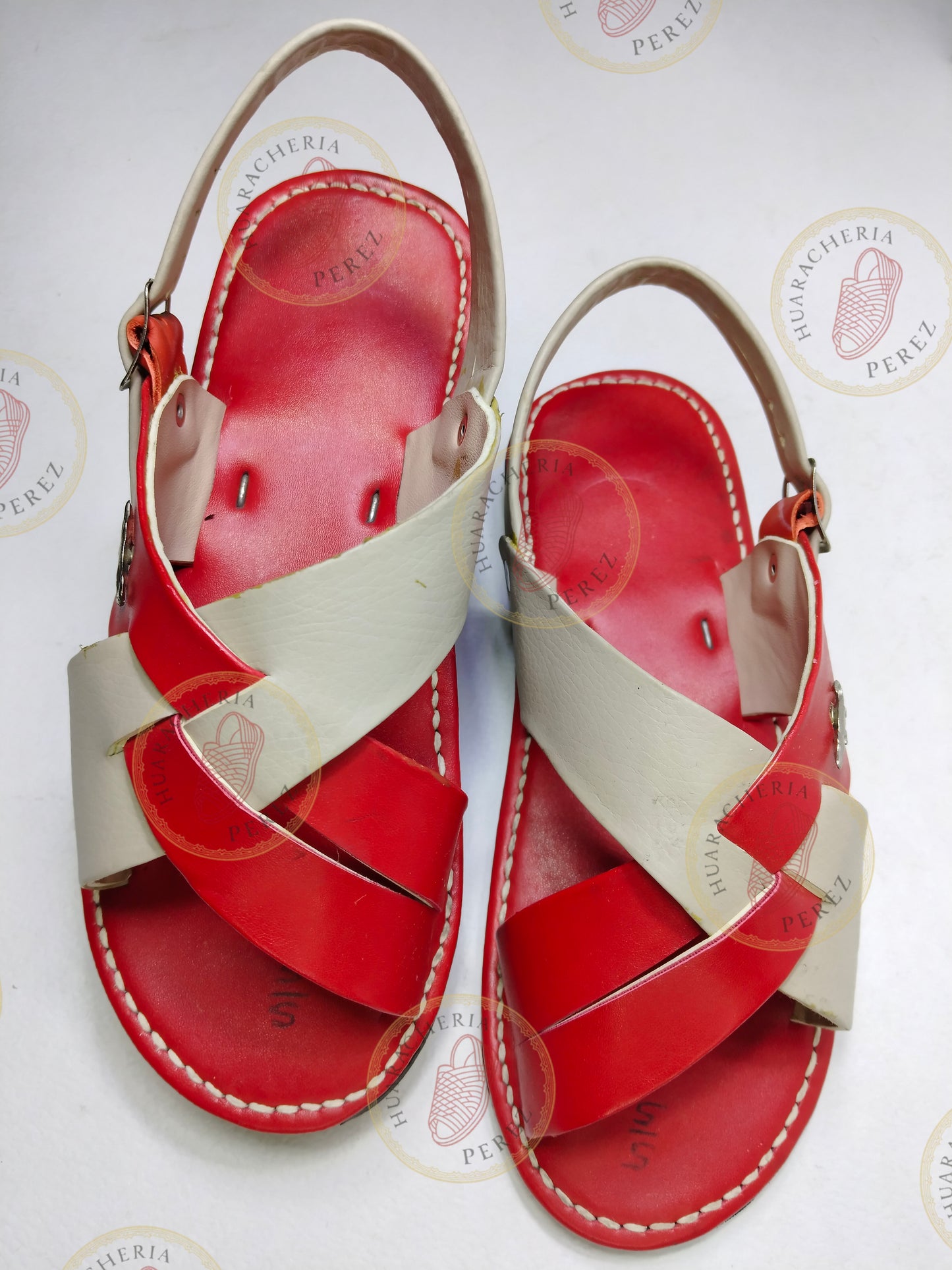 Two-Tone Crossed Strap Huarache – Flat Sole