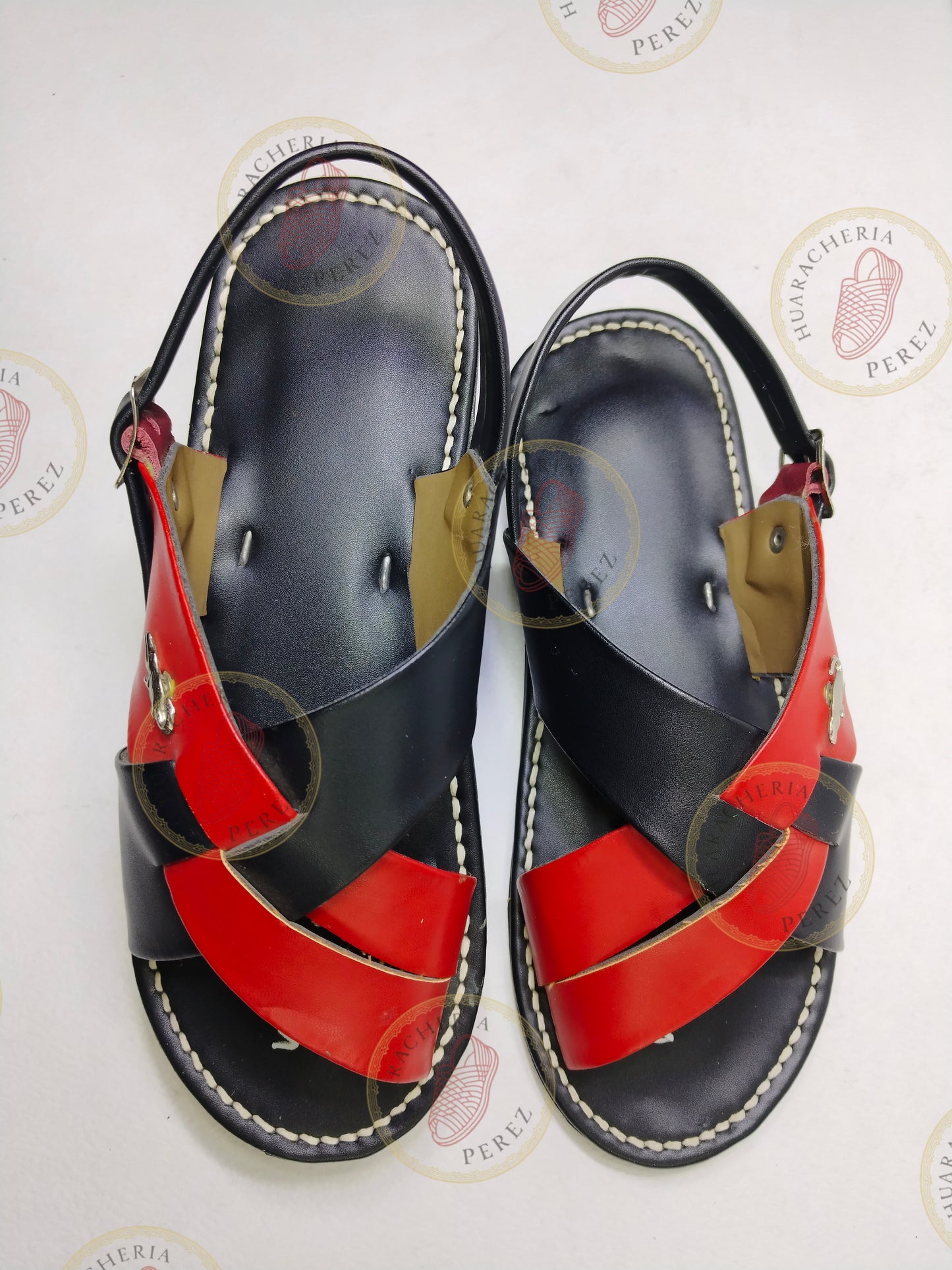 Two-Tone Crossed Strap Huarache – Flat Sole