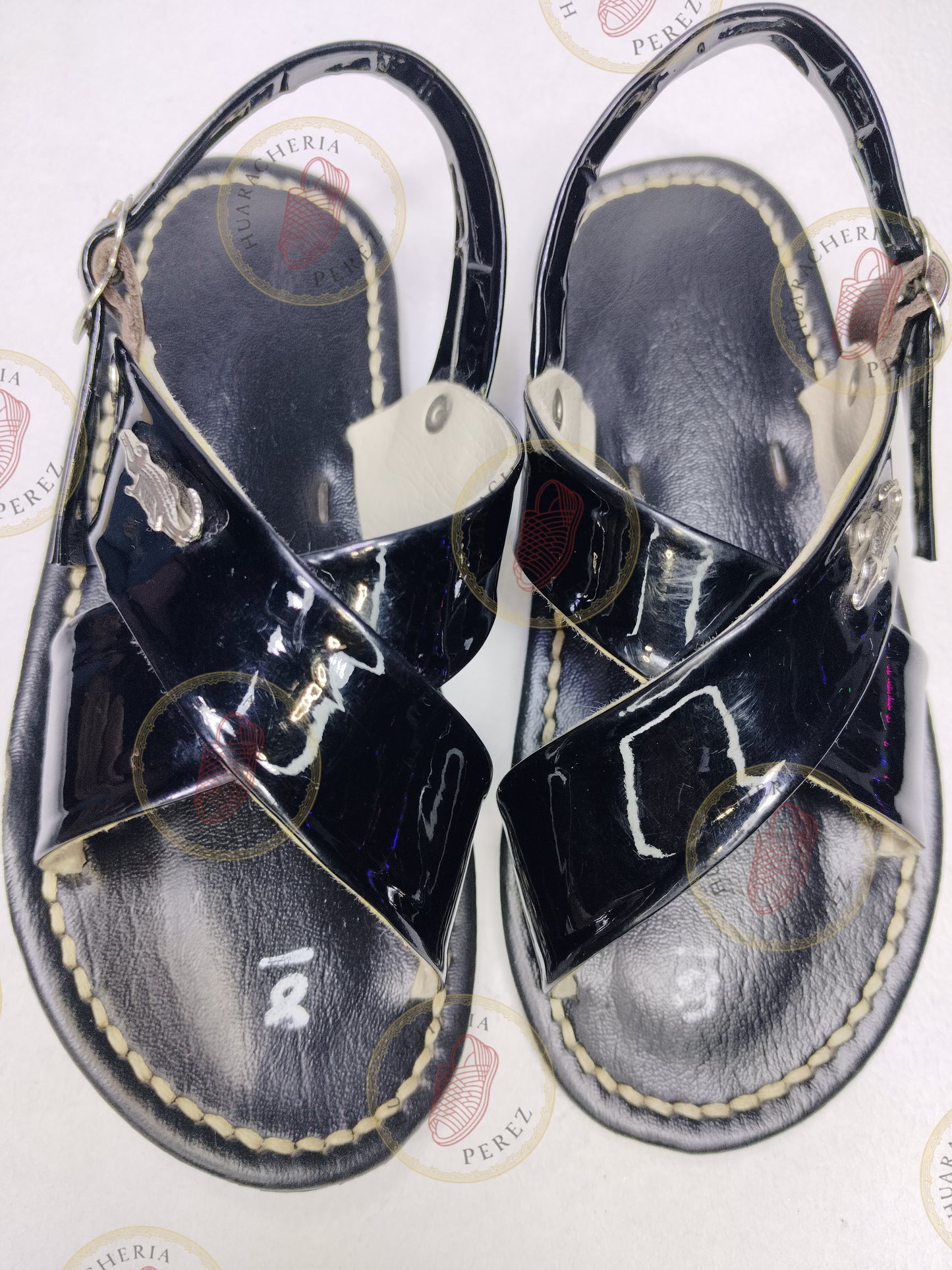 Polished Crossed Huarache – Boys’ Patent Finish