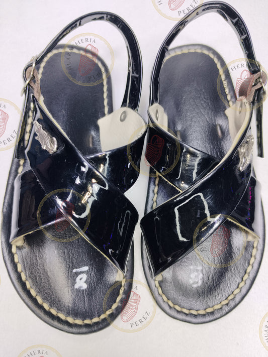 Polished Crossed Huarache – Boys’ Patent Finish
