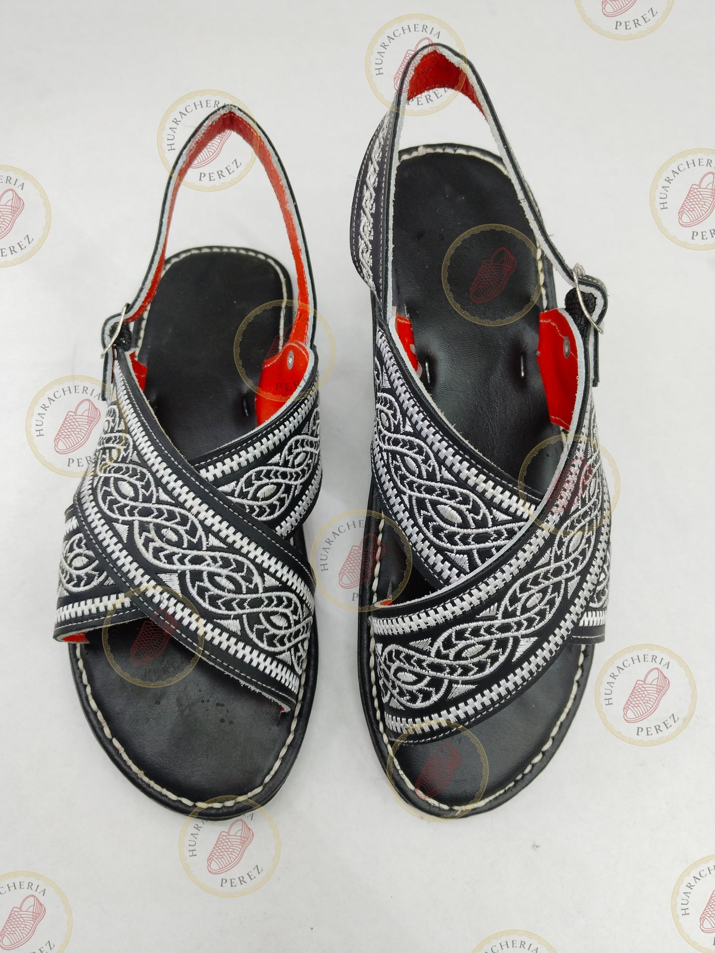 Handmade Crossed Huarache with Greca Embroidery – Heritage Design