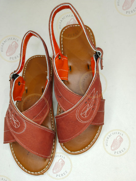 Handmade Crossed Huarache – Light Wine with Embroidered Detail (Unisex)